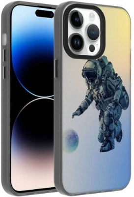 Apple iPhone 14 Pro (6.1) Kılıf Desenli Zore Dragon Sert Kapak - Astronot