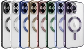 Apple iPhone 14 Pro (6.1) Kılıf Kamera Korumalı Şeffaf Magsafe Wireless Şarj Özellikli Demre Kapak - Rose Gold