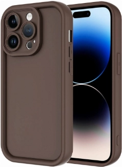 Apple iPhone 14 Pro (6.1) Kılıf Kamera Korumalı Silikon Ananas Kapak - Kahve