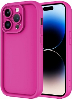 Apple iPhone 14 Pro (6.1) Kılıf Kamera Korumalı Silikon Ananas Kapak - Pembe Koyu