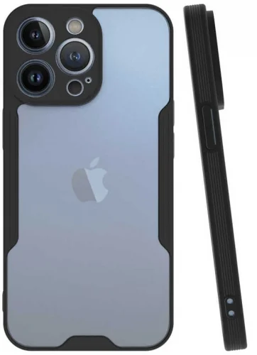 Apple iPhone 14 Pro (6.1) Kılıf Kamera Lens Korumalı Arkası Şeffaf Silikon Kapak - Siyah