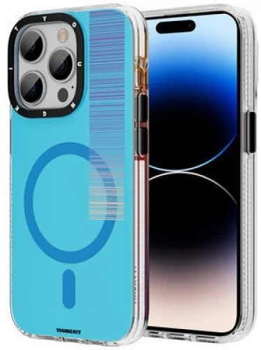 Apple iPhone 14 Pro (6.1) Kılıf Magsafe Şarj Özellikli Youngkit Pure Serisi Kapak - Mavi