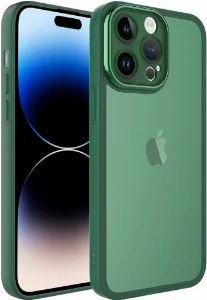 Apple iPhone 14 Pro (6.1) Kılıf Şeffaf Esnek Silikon Kenarları Buzlu Kamera Korumalı Post Kapak - Yeşil