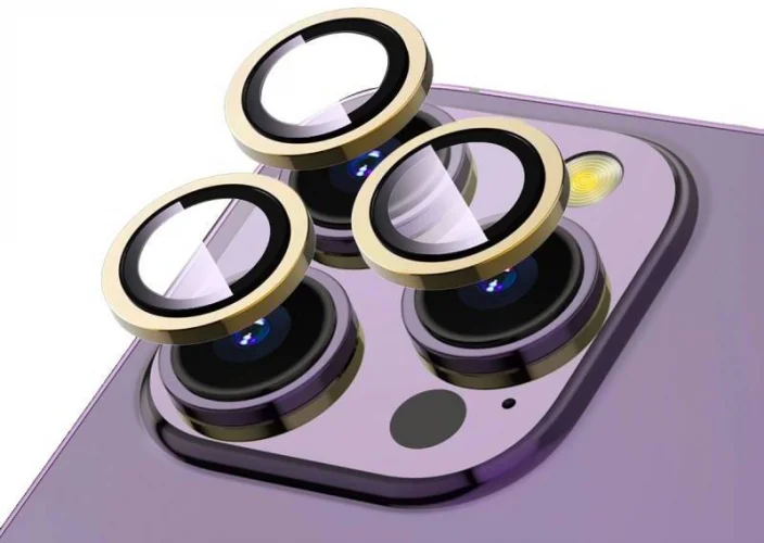 Apple iPhone 14 Pro (6.1) Lens Kamera Koruyucu Parmak İzi Bırakmayan Anti-Reflective CL-12 - Gold