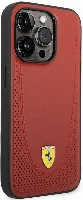 Apple iPhone 14 Pro (6.1) Kılıf Ferrari Magsafe Şarj Özellikli Deri Delikli Dikişli Dizayn Kapak - Kırmızı