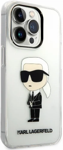 Apple iPhone 14 Pro (6.1) Kılıf Karl Lagerfeld Transparan İkonik Karl Dizayn Kapak - Şeffaf