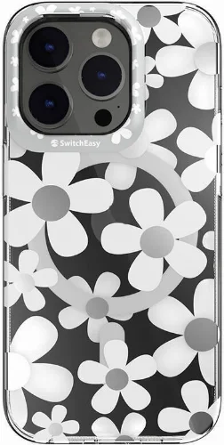 Apple iPhone 14 Pro Magsafe Şarj Özellikli Çift IMD Baskılı Switcheasy Artist-M Fleur Kapak - Gri