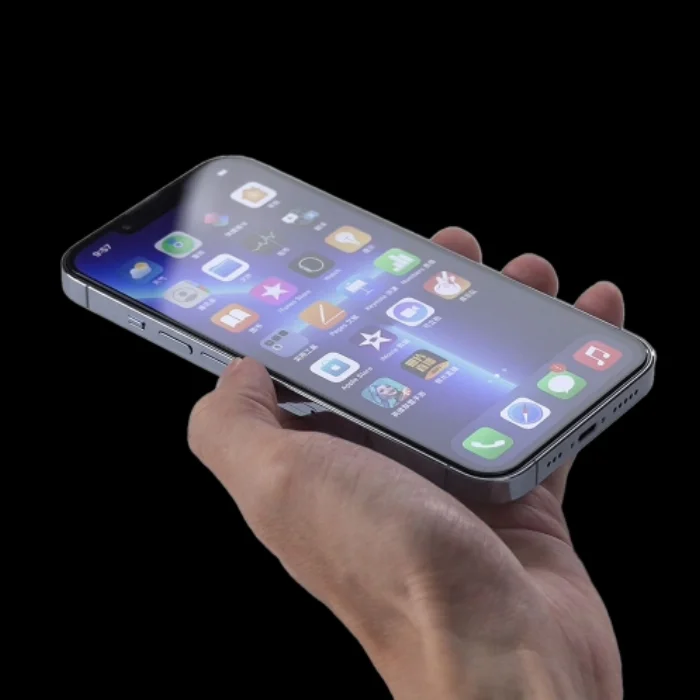 Apple iPhone 14 Pro Max (6.7) Ekran Koruyucu Cam Zore Hizalama Aparatlı Hadid Glass  - Siyah