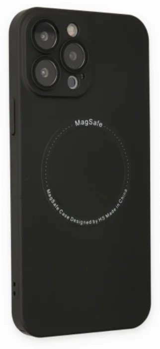 Apple iPhone 14 Pro Max (6.7) Kılıf Magsafe Lens Korumalı Jack Silikon Kapak - Siyah
