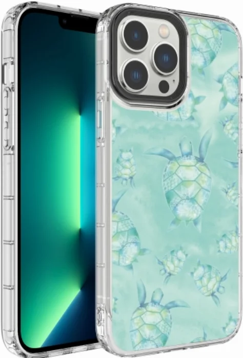 Apple iPhone 14 Pro Max (6.7) Kılıf Kamera Korumalı Renkli Desenli Sert Silikon Korn Kapak - No:13