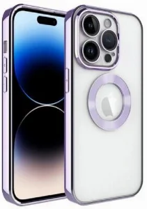 Apple iPhone 14 Pro Max (6.7) Kılıf Kamera Korumalı Silikon Logo Açık Omega Kapak - Lila