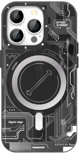 Apple iPhone 14 Pro Max (6.7) Kılıf Orjinal Lisanslı Magsafe Özellikli YoungKit Technology Serisi QC Kapak - Gri