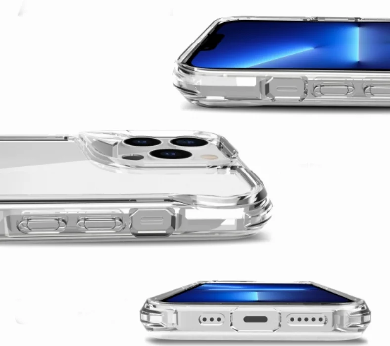 Apple iPhone 14 Pro Max (6.7) Kılıf Şeffaf TPU Kenarları Esnek T-Max Kapak