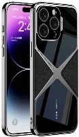 Apple iPhone 14 Pro Max (6.7) Kılıf Ultra İnce Kamera Korumalı PC + Deri Arka Yüzey X-Pro Kapak  - Siyah