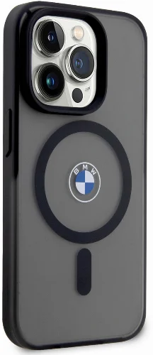 Apple iPhone 14 Pro Max (6.7) Kılıf BMW Magsafe Şarj Özellikli Transparan Logolu İmza Dizayn Kapak - Siyah