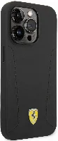 Apple iPhone 14 Pro Max (6.7) Kılıf Ferrari Magsafe Şarj Özellikli Deri Kenarları Damgalı Dizayn Kapak - Siyah