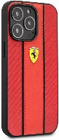 Apple iPhone 14 Pro Max (6.7) Kılıf Ferrari PU Deri Ve Karbon Dizayn Kapak - Kırmızı