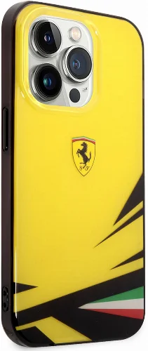 Apple iPhone 14 Pro Max (6.7) Kılıf Ferrari Sarı İtalyan Bayrak Baskılı Dizayn Kapak - Sarı