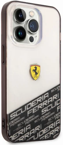 Apple iPhone 14 Pro Max (6.7) Kılıf Ferrari Transparan Alt Kısım Baskılı Dizayn Kapak - Gümüş