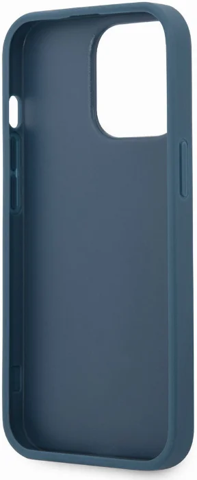 Apple iPhone 14 Pro Max Kılıf GUESS PU Deri Çizgili Logo Dizaynlı Kapak - Mavi