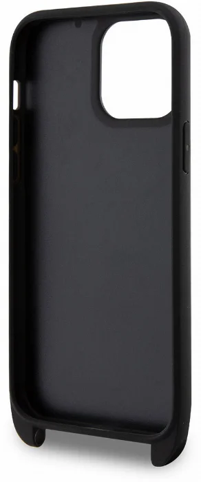 Apple iPhone 14 Pro Max (6.7) Kılıf Karl Lagerfeld Boyun Askılı Kartlıklı Choupette Dizayn Kapak - Siyah