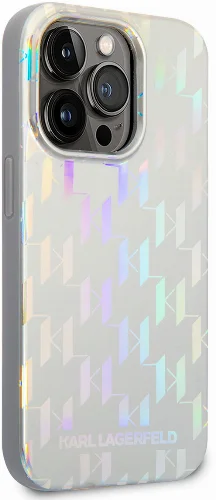 Apple iPhone 14 Pro Max (6.7) Kılıf Karl Lagerfeld Hologram Dizayn Kapak - Gümüş