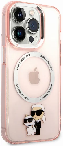 Apple iPhone 14 Pro Max (6.7) Kılıf Karl Lagerfeld Magsafe Şarj Özellikli K&C Dizayn Kapak - Pembe