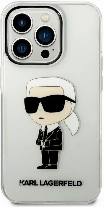 Apple iPhone 14 Pro Max (6.7) Kılıf Karl Lagerfeld Transparan İkonik Karl Dizayn Kapak - Şeffaf