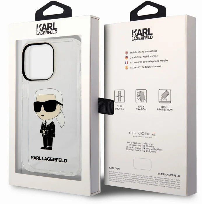 Apple iPhone 14 Pro Max (6.7) Kılıf Karl Lagerfeld Transparan İkonik Karl Dizayn Kapak - Şeffaf