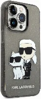 Apple iPhone 14 Pro Max (6.7) Kılıf Karl Lagerfeld Transparan Simli K&C Dizayn Kapak - Siyah