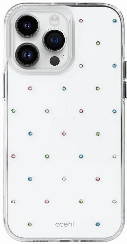 Apple iPhone 14 Pro Max (6.7) Kılıf Tektaş Desenli Coehl Solitaire Kapak - Şeffaf