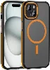 Apple iPhone 15 (6.1) Kılıf Magsafe Şarj Özellikli Mat Görünümlü Ant Kapak - Turuncu