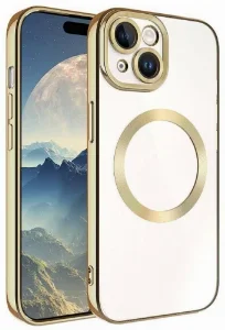 Apple iPhone 15 (6.1) Kılıf Magsafe Wireless Şarj Özellikli Zore Setro Silikon - Gold