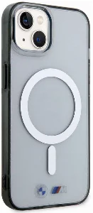 Apple iPhone 15 (6.1) Kılıf BMW Magsafe Şarj Özellikli Transparan Silver Ring Orjinal Lisanslı Kapak - Şeffaf