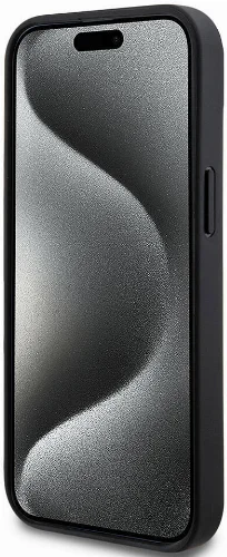 Apple iPhone 15 (6.1) Kılıf DKNY Orjinal Lisanslı 3D Yazılı Repeat Texture Pattern Kapak - Siyah