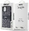 Apple iPhone 15 (6.1) Kılıf DKNY Orjinal Lisanslı 3D Yazılı Repeat Texture Pattern Kapak - Siyah