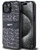 Apple iPhone 15 (6.1) Kılıf DKNY Orjinal Lisanslı 3D Yazılı Repeat Texture Pattern Kapak - Siyah