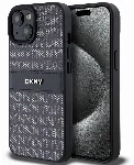 Apple iPhone 15 (6.1) Kılıf DKNY Orjinal Lisanslı 3D Yazılı Repeat Texture Pattern Kapak - Siyah