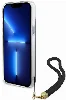 Apple iPhone 15 Kılıf Guess Orjinal Lisanslı Desenli Yazı Logolu Askı İpli Holografik Glitter Peony Kapak - Siyah