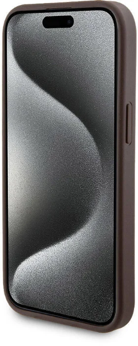 Apple iPhone 15 Kılıf Guess Orjinal Lisanslı Magsafe Şarj Özellikli Yazı Logolu 4G Desenli Kapak + Powerbank 5000mAh 2in1 Set - Kahverengi