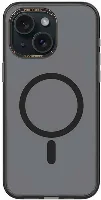 Apple iPhone 15 (6.1) Kılıf Magsafe Şarj Özellikli Cam Arka Yüzey Recci Michelin Serisi Kapak - Siyah