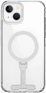 Apple iPhone 15 (6.1) Kılıf Wiwu FYY-014 Magsafe Şarj Özellikli Alüminyum Alaşım Metal Standlı Şeffaf Kapak - Şeffaf
