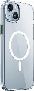 Apple iPhone 15 (6.1) Kılıf Wiwu ZYS-013 Magsafe Şarj Özellikli Renkli Kamera Çerçeveli Şeffaf Jelly Kapak - Beyaz