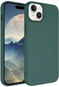 Apple iPhone 15 Plus (6.7) Kılıf İçi Kadife Mat Mara Lansman Silikon Kapak  - Koyu Yeşil