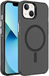 Apple iPhone 15 Plus (6.7) Kılıf Magsafe Şarj Özellikli Buzlu Transparan C-Pro Sert Kapak - Siyah