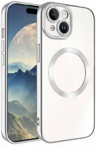 Apple iPhone 15 Plus (6.7) Kılıf Magsafe Wireless Şarj Özellikli Zore Setro Silikon - Gümüş