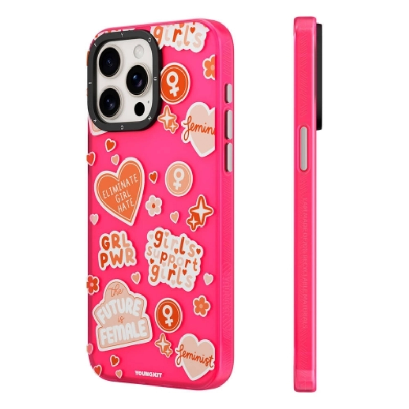 Apple iPhone 15 Plus Kılıf Bethany Green Tasarımlı Youngkit Sweet Language Kapak - Pembe