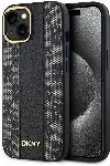 Apple iPhone 15 Plus (6.7) Kılıf DKNY Orjinal Lisanslı Magsafe Şarj Özellikli 3D Yazılı Checkered Pattern Kapak - Siyah