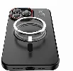 Apple iPhone 15 Plus (6.7) Kılıf Magsafe Şarj Özellikli Standlı Metal Kamera Çerçeveli Mat Recci Glaze Serisi Kapak - Siyah
