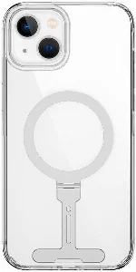 Apple iPhone 15 Plus Kılıf Wiwu FYY-014 Magsafe Şarj Özellikli Alüminyum Alaşım Metal Standlı Şeffaf Kapak - Şeffaf